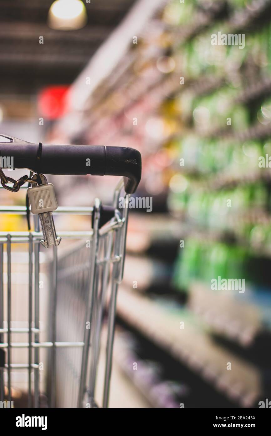 Shopping cart in hardware store Stock Photo