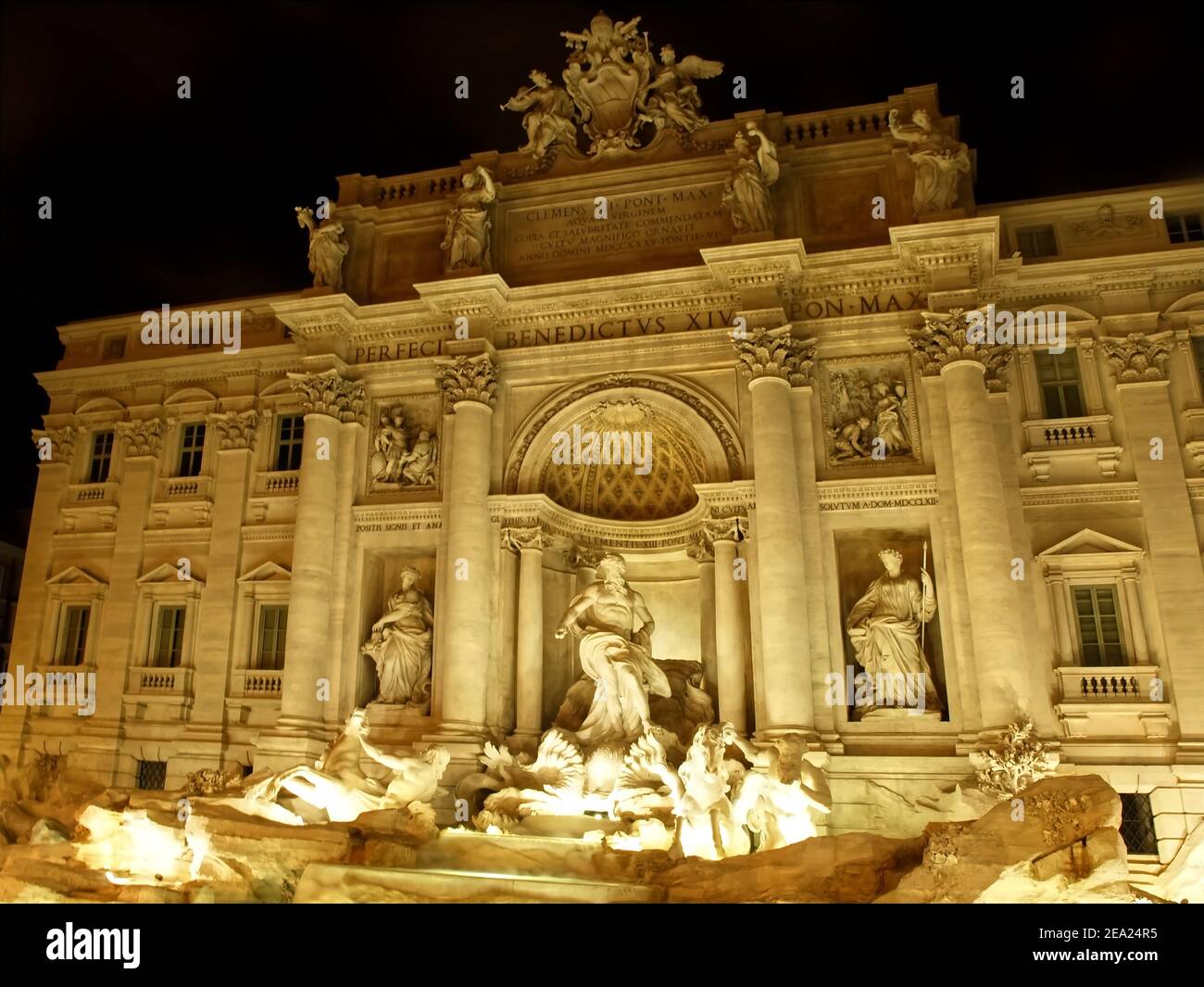 Trevi fountain, Fontana di Trevi in Rome in Italy at night Stock Photo