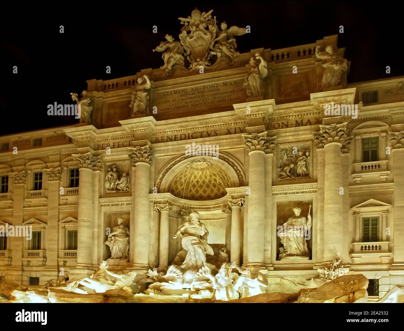 Trevi fountain, Fontana di Trevi in Rome in Italy at night Stock Photo