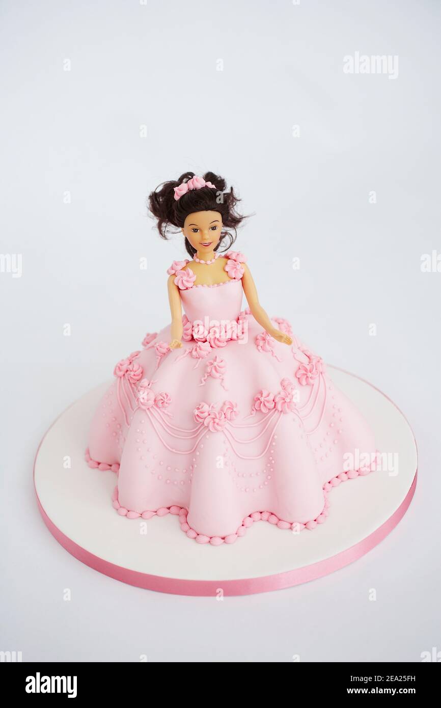 Children's birthday party princess themed party decorations. Stock Photo