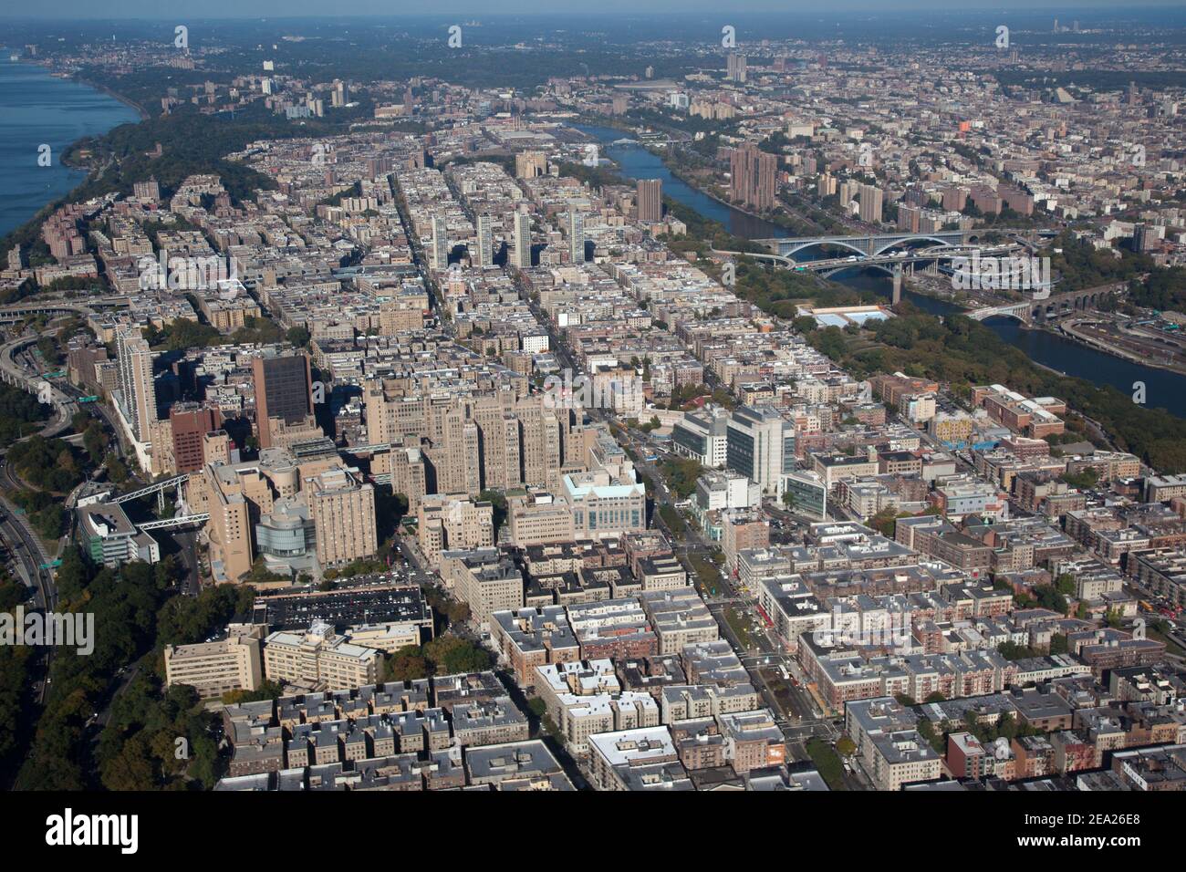 New York NY . Washington heights. Helicopter view Stock Photo
