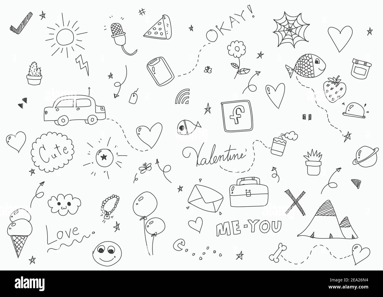 Abstract doodle drawing design artwork of Valentine\'s Day ...