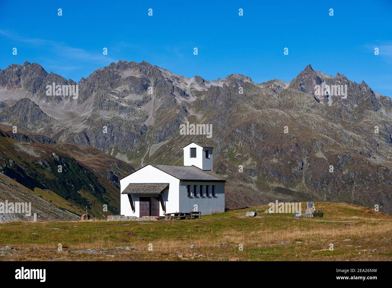 Chapel of Barbara on the Bielerhoehe, Silvretta High Alpine Road, Vorarlberg, Austria Stock Photo