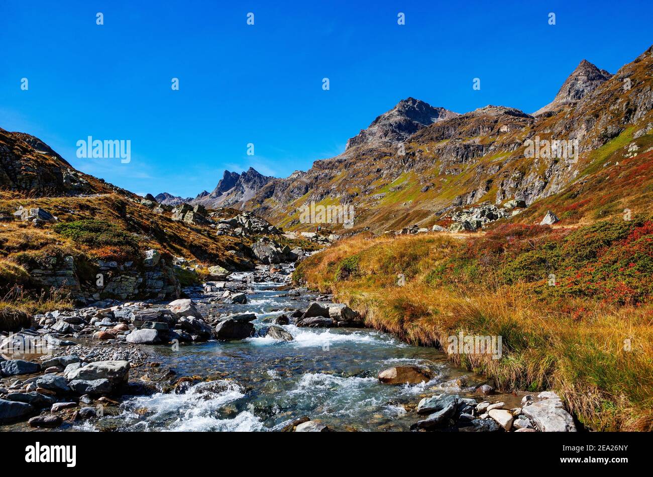 Hiking trail to the Klostertaler Umwelthuette at the Klostertaler Bach ...