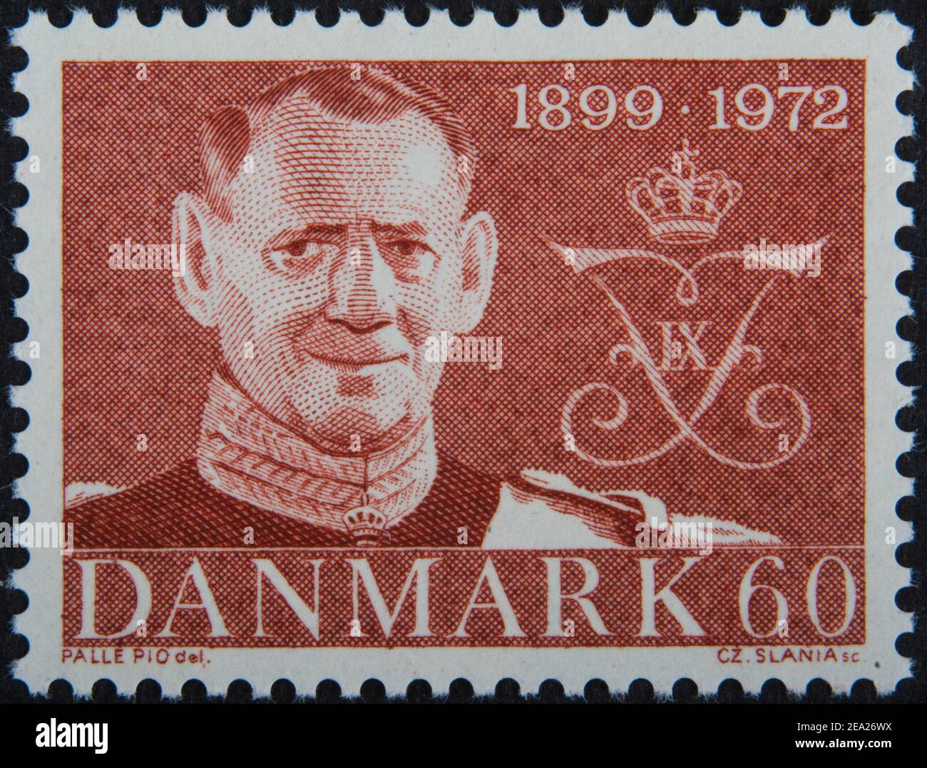 Frederick IX was King of Denmark from 1947 to 1972 auf einer daenischen Briefmarke Stock Photo