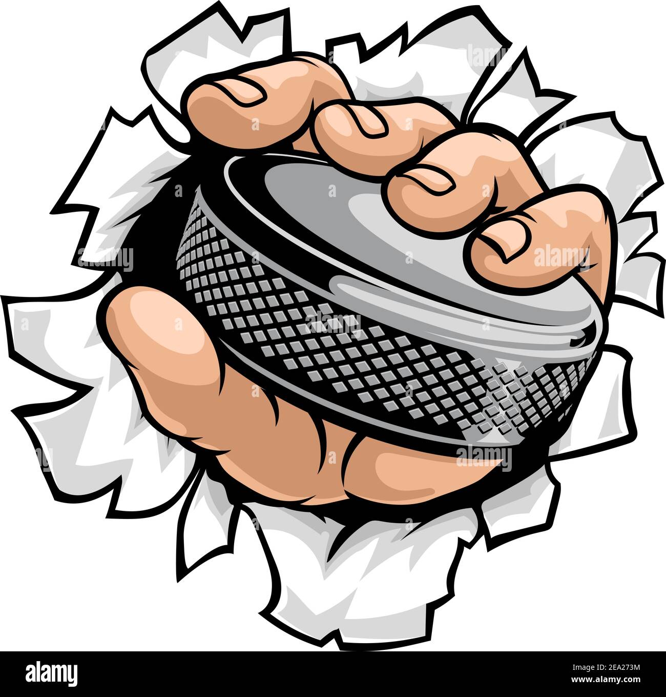 Hand holding Ice Hockey Puck Cartoon Stock Vector Image & Art Alamy