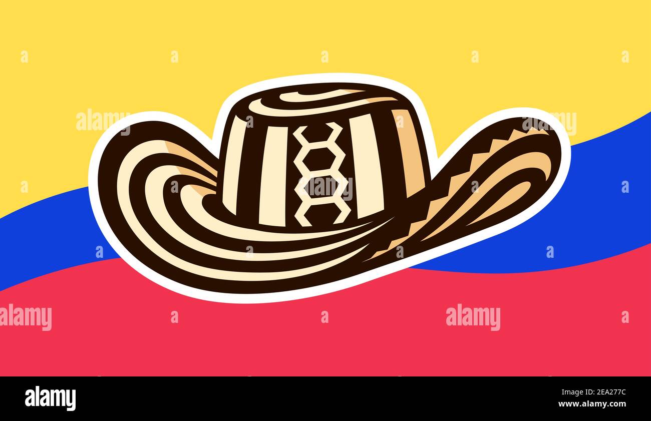 Sombrero Vueltiao, traditional Colombian hat with flag of Colombia. Vector  clip art illustration Stock Vector Image & Art - Alamy