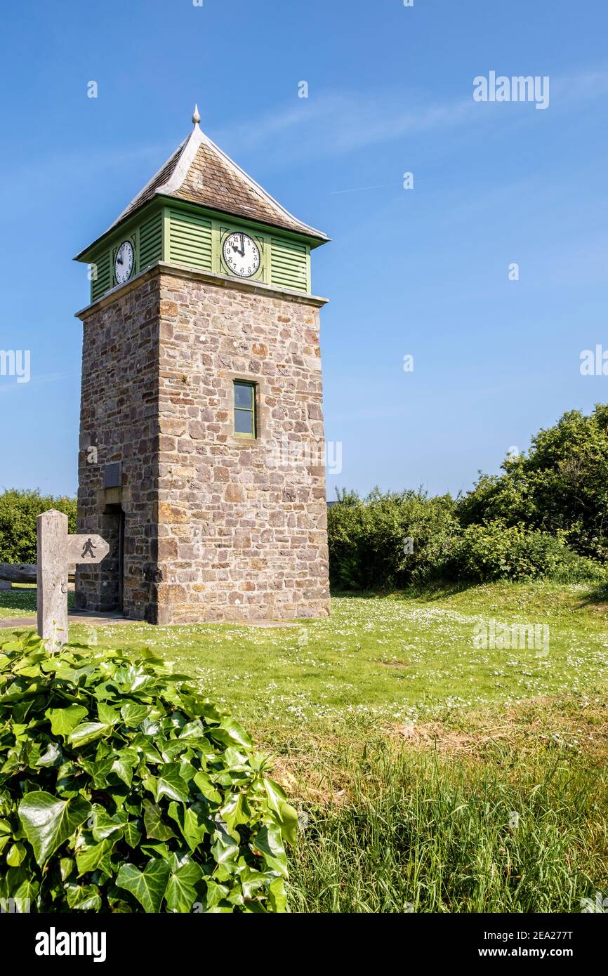 Clock Tower, Marloes, Pembrokeshire, Wales, GB, UK Stock Photo
