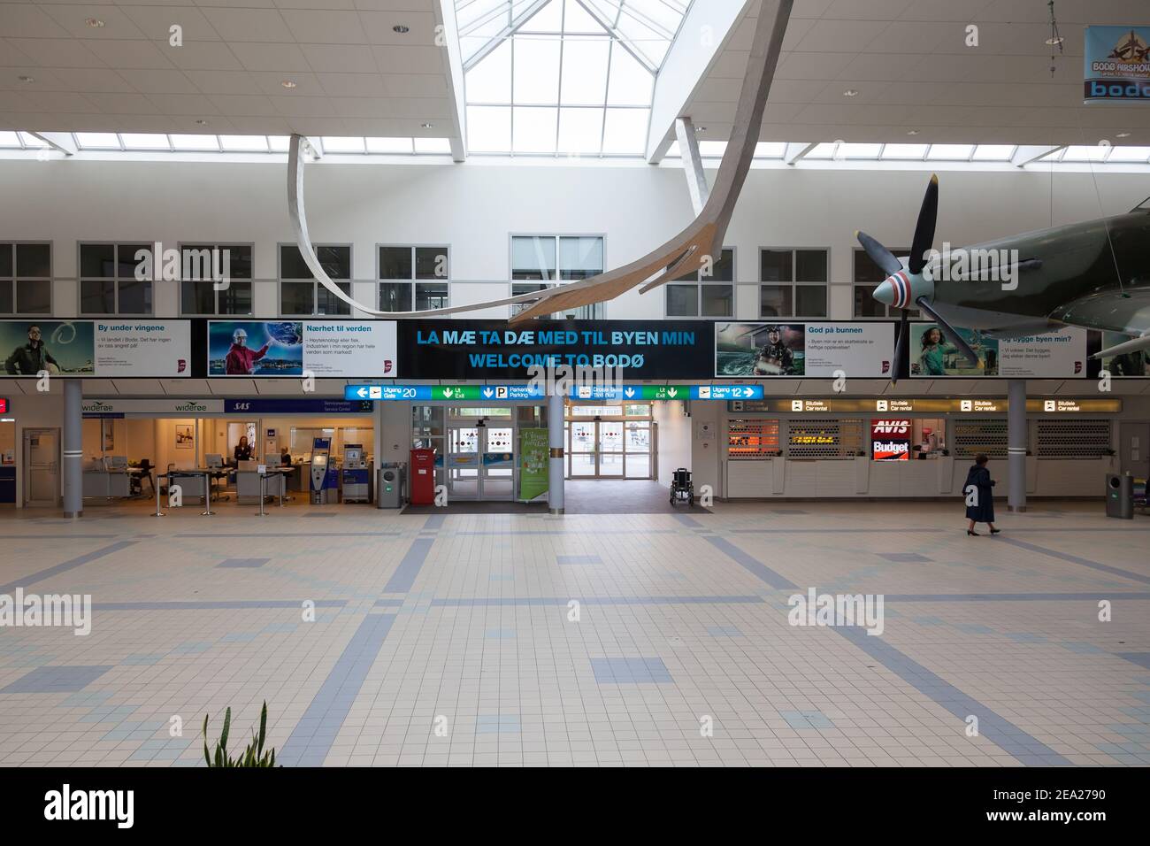 BODO, NORWAY: An airport terminal of town Bodo in Norway. Foreground ...