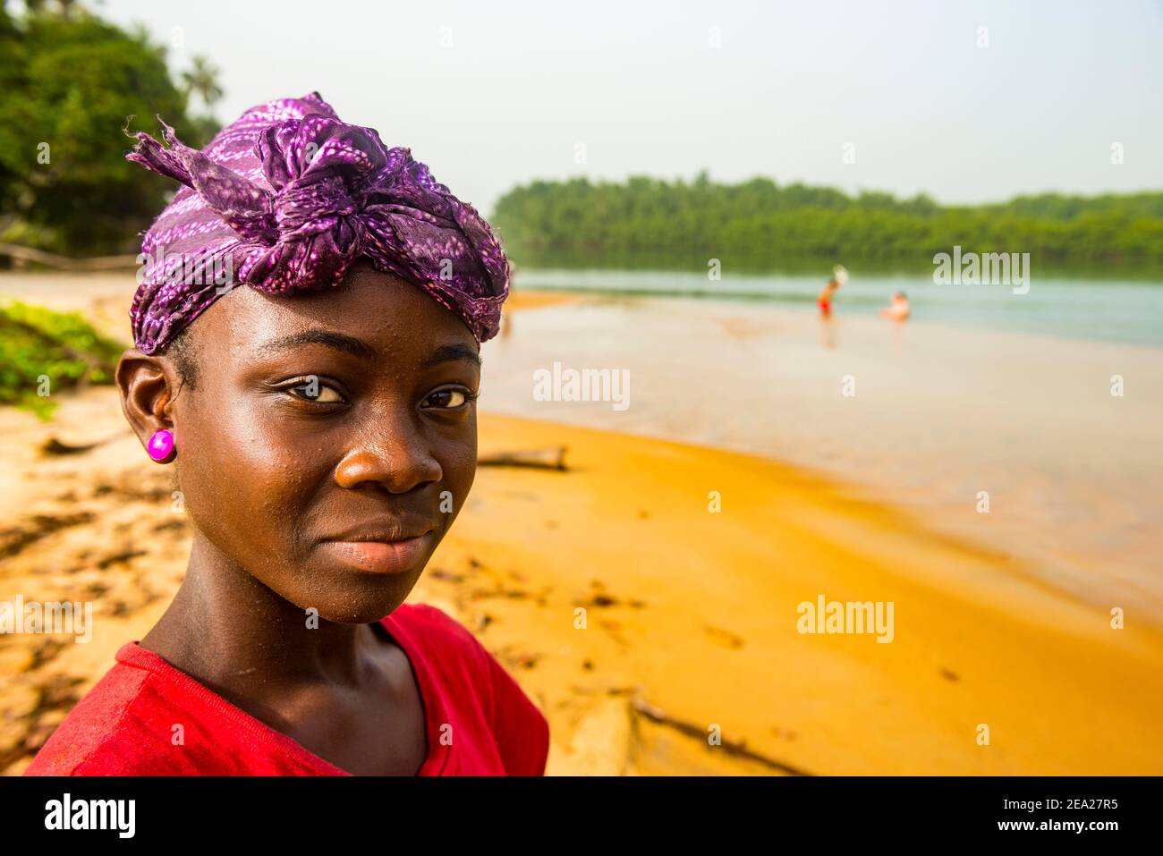 Pretty young girl in a local village Buchanan Liberia Stock Photo