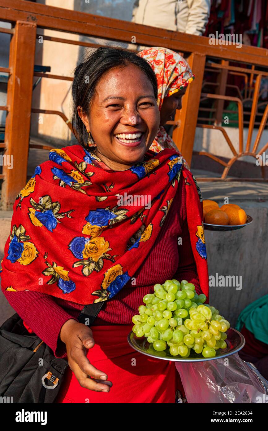Women vendors selling grapes, Ima Keithel womenÂ´s market, Imphal, Manipur, India Stock Photo