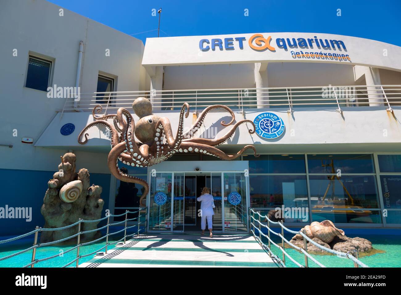 HERAKLION, GREECE: Entrance of the aquarium of Crete. Concept fun activities for Kids Stock Photo