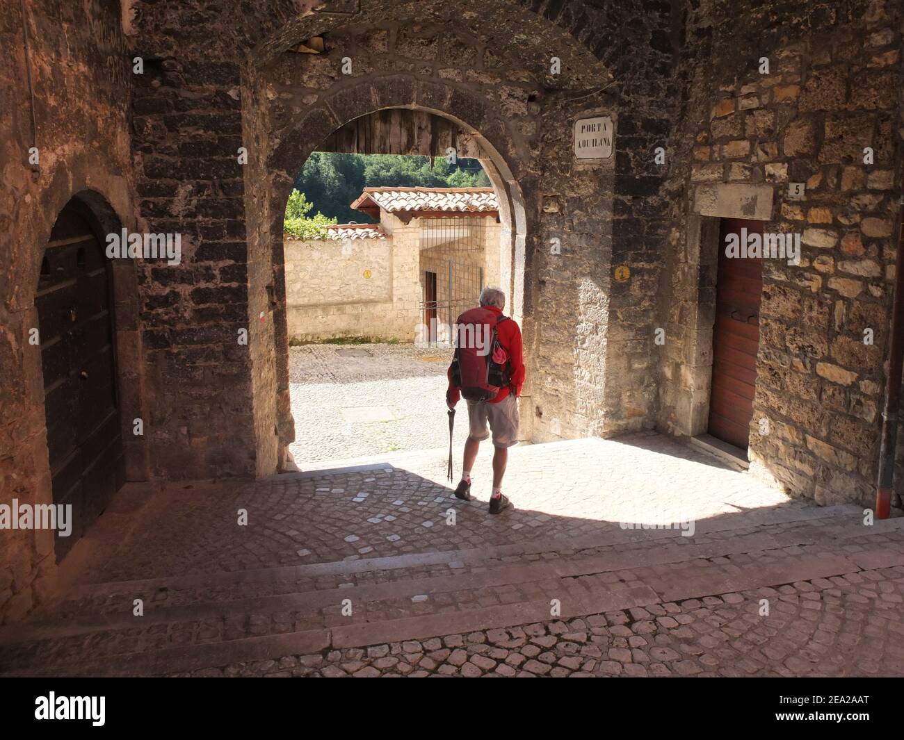 Porta Aquilana leads out of Leonessa Stock Photo