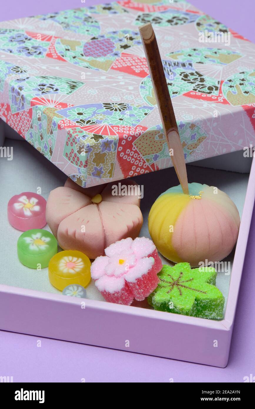 Wagashi, Japanese sweets in gift box, candy, sweets Stock Photo Alamy