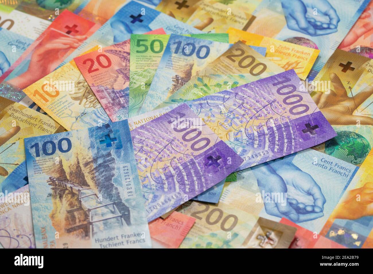Collection of the new swiss banknotes (issued in 2017-2019 Stock Photo ...