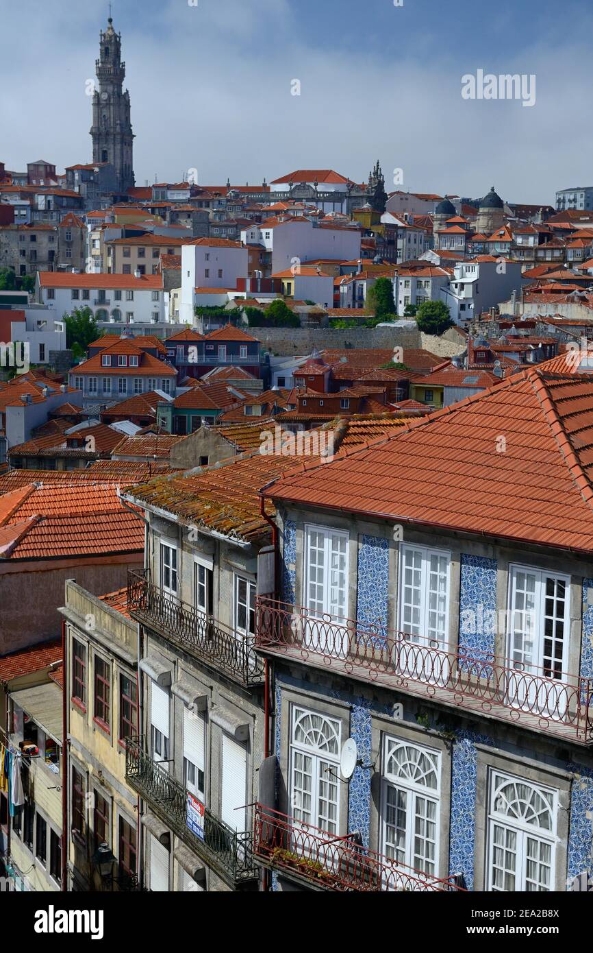 Historic centre with church Igreja dos Clerigos, Porto, Portugal Stock Photo