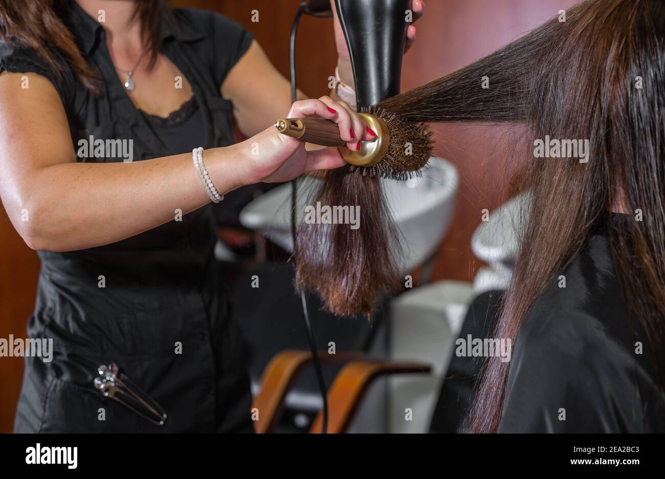 Model straight hair blow dry hi-res stock photography and images - Alamy