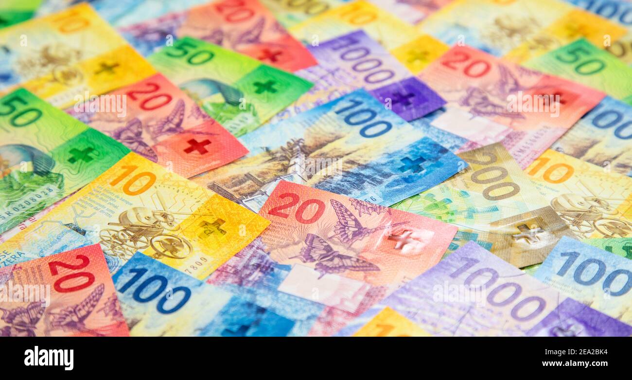 Collection of the new swiss banknotes (issued in 2017-2019 Stock Photo ...