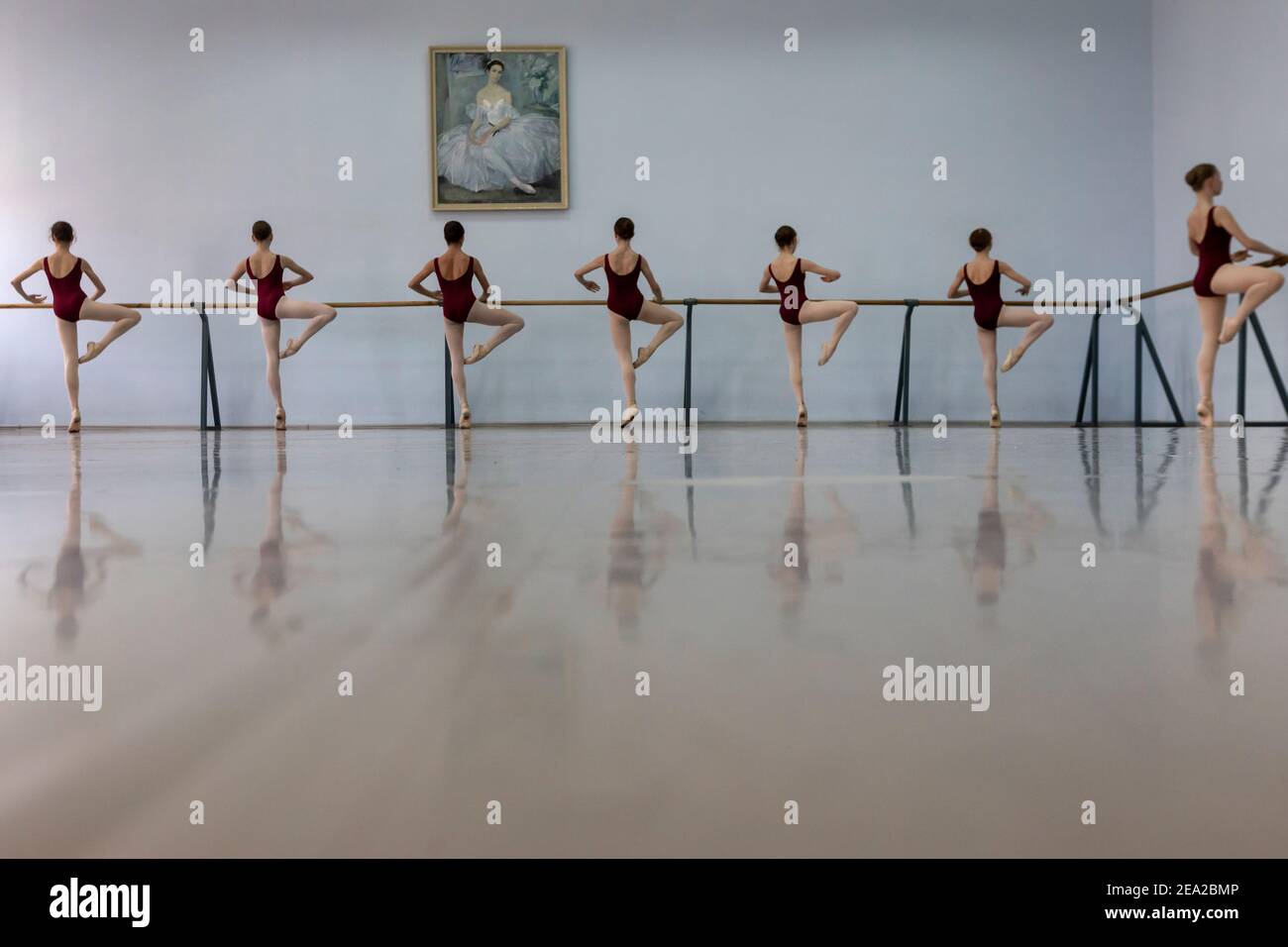 Perm, Russia. 12th of April, 2018 Young ballerinas are engaged in  choreography in a class at the Perm State Choreographic School, Russia  Stock Photo - Alamy