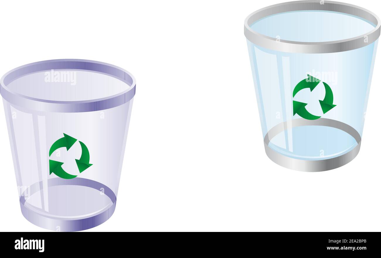 Glossy recycle bin isolated on white for web design Stock Vector