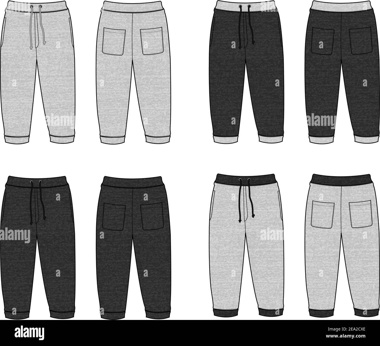 Vector illustration of Sweat casual pants / type variations Stock Vector