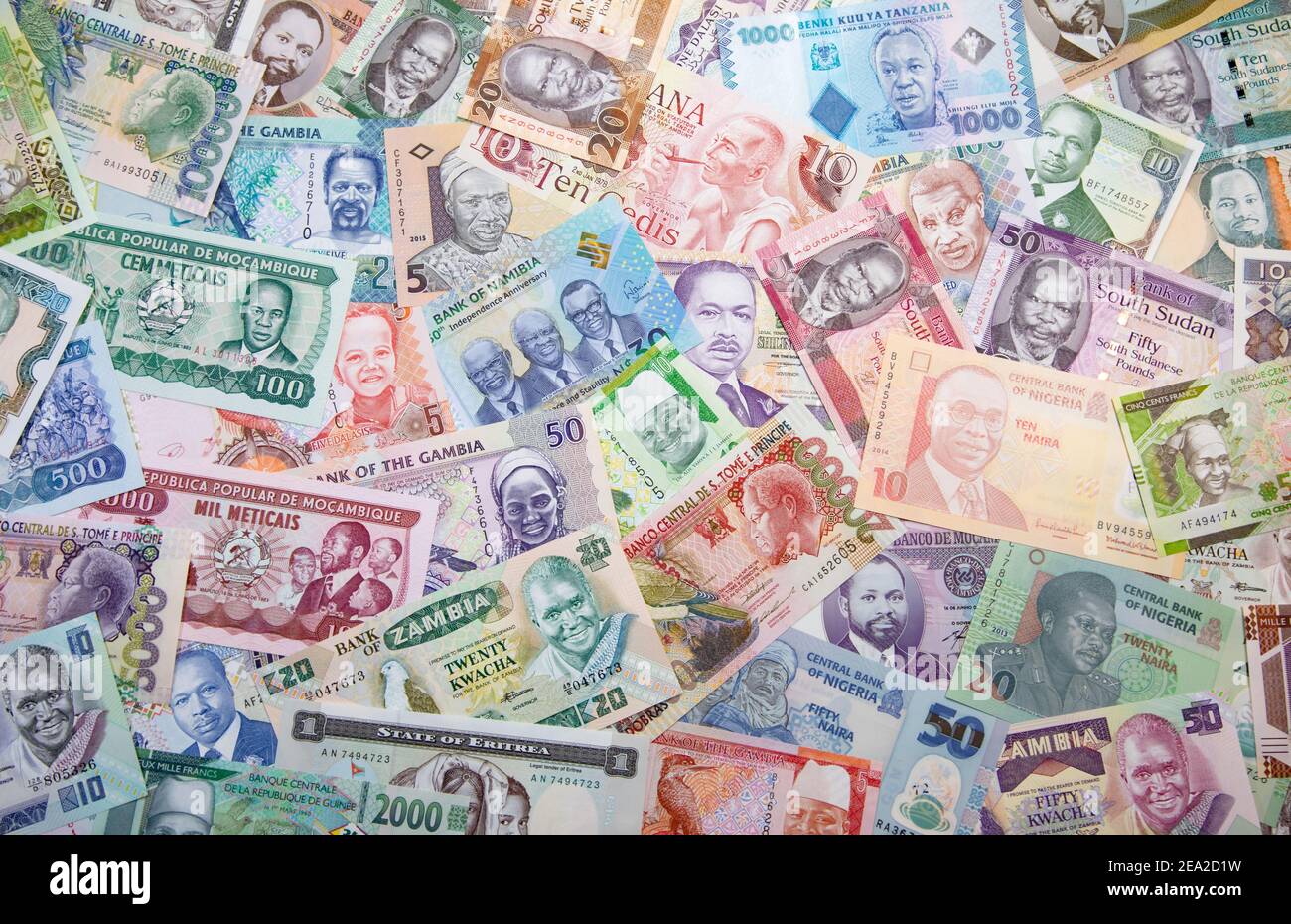 Variety of the African banknotes Stock Photo