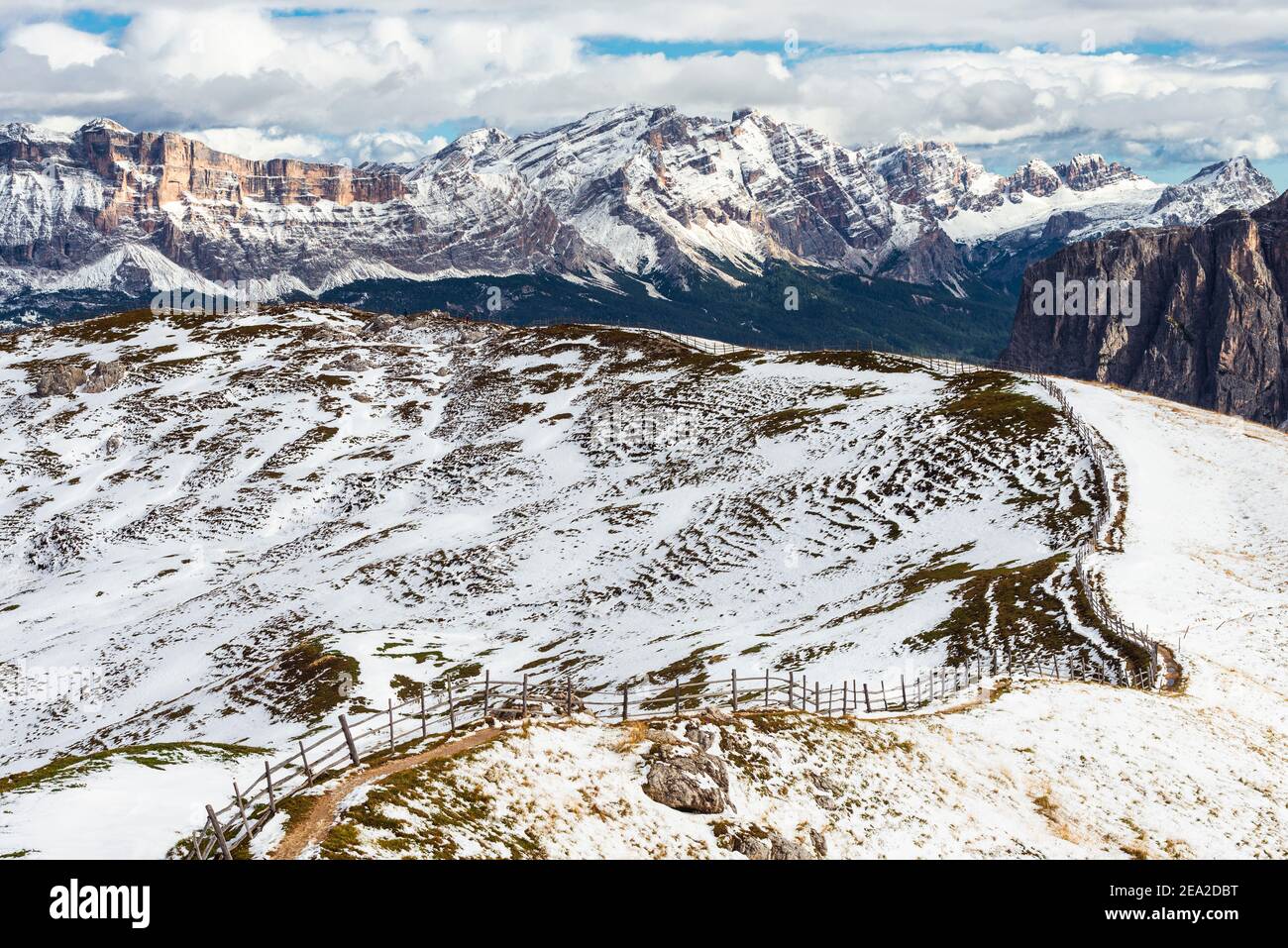 Hiking the nature park fanes prags in the dolomite alps hi-res stock ...