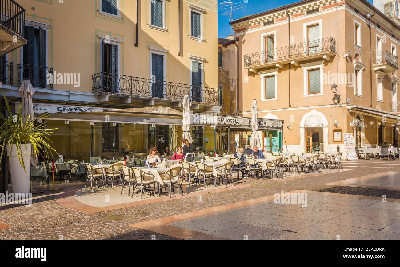 Bardolino on Garda lake. Street of the famous picturesque Village. The town is a popular holiday destination. Bardolino, Verona province, Italy Stock Photo