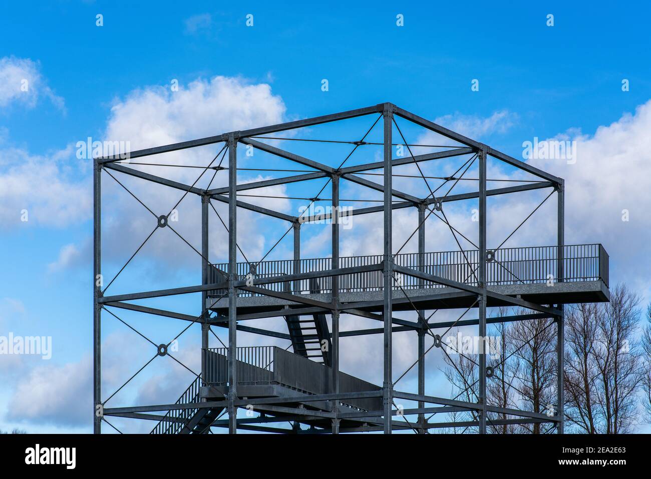 The onstruction of a steel staircase of a watchtower at the port of ...