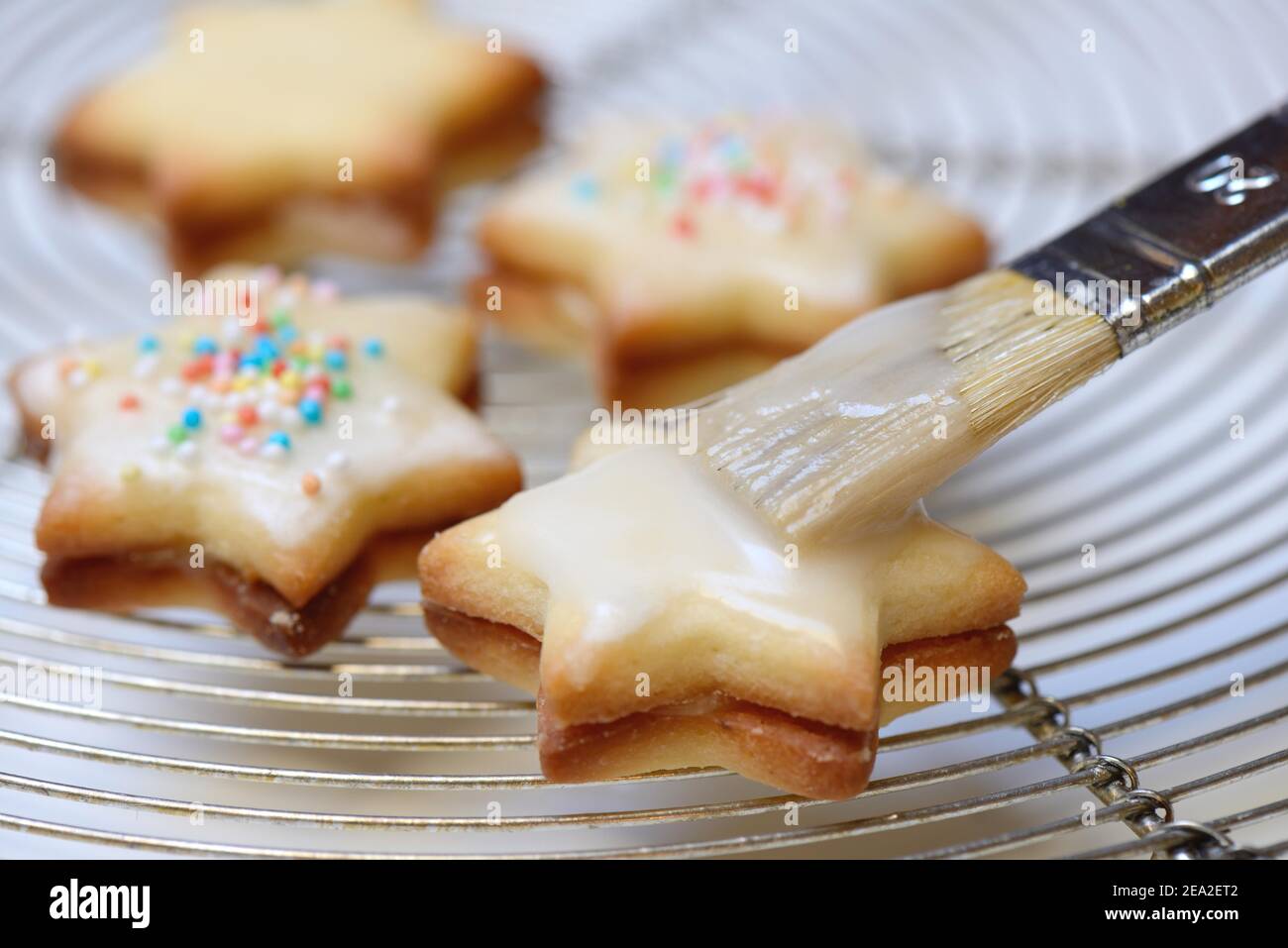 Biscuits with glaze, icing, glaze Stock Photo