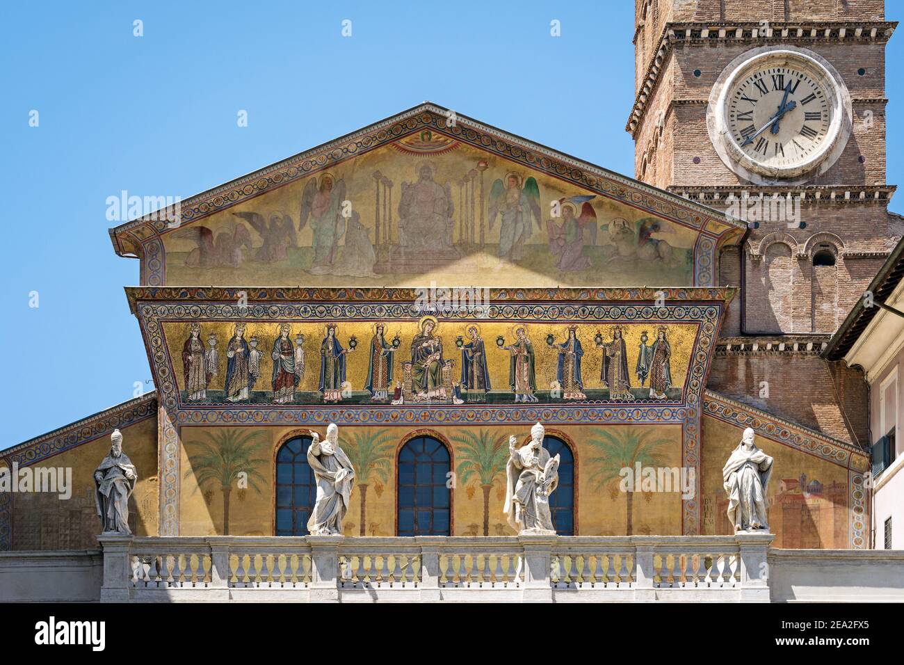 Mosaic on facade of Saint Mary in Trastevere Basilica. Rome, Italy Stock Photo