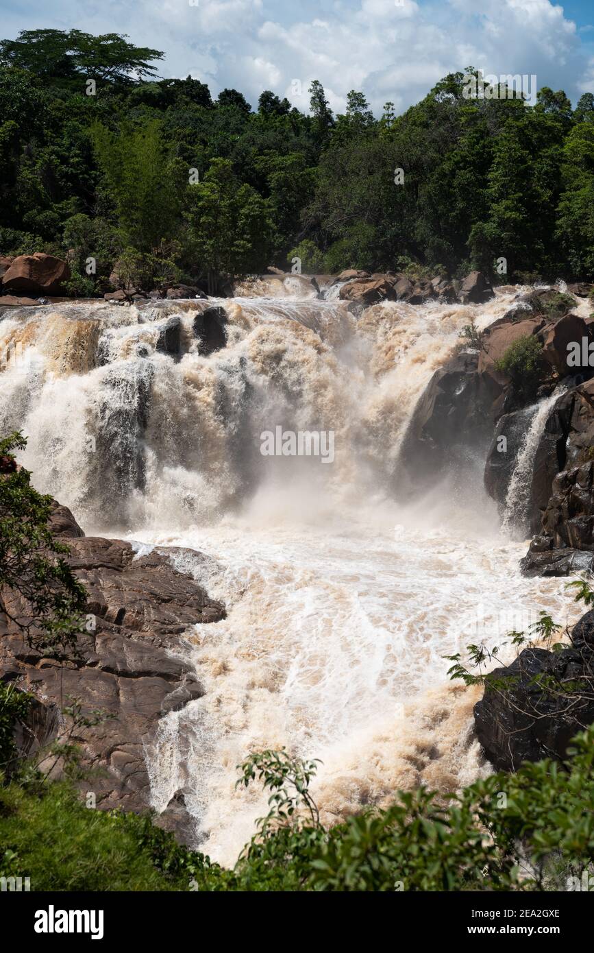 The waterfall at the Nelspruit Botanical Gardens looking spectacular Stock Photo