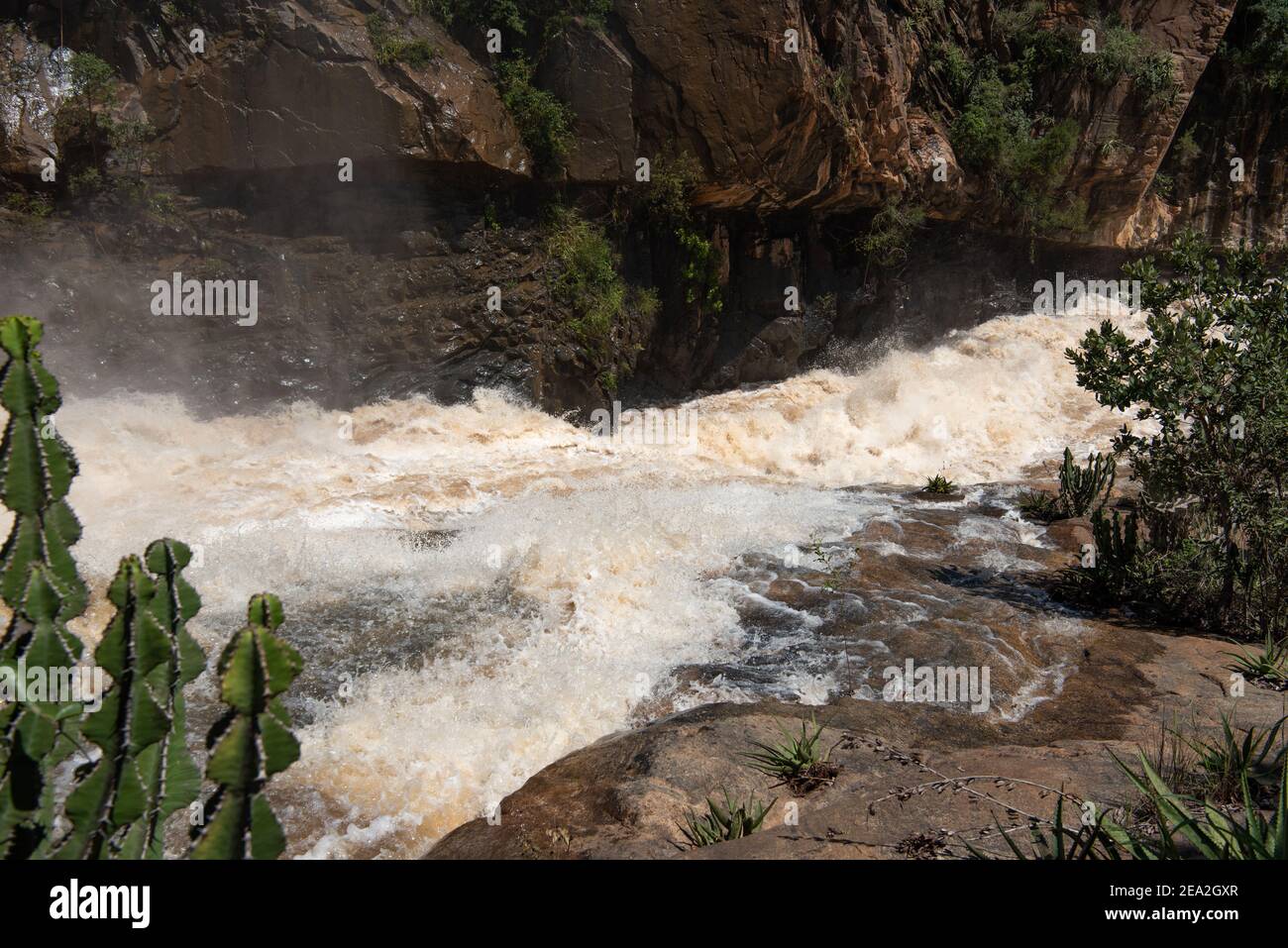 The Crocodile River flowing strongly after cyclone Eloise Stock Photo