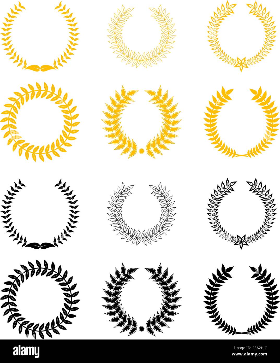 Set of gold and black laurel wreaths Stock Vector Image & Art - Alamy