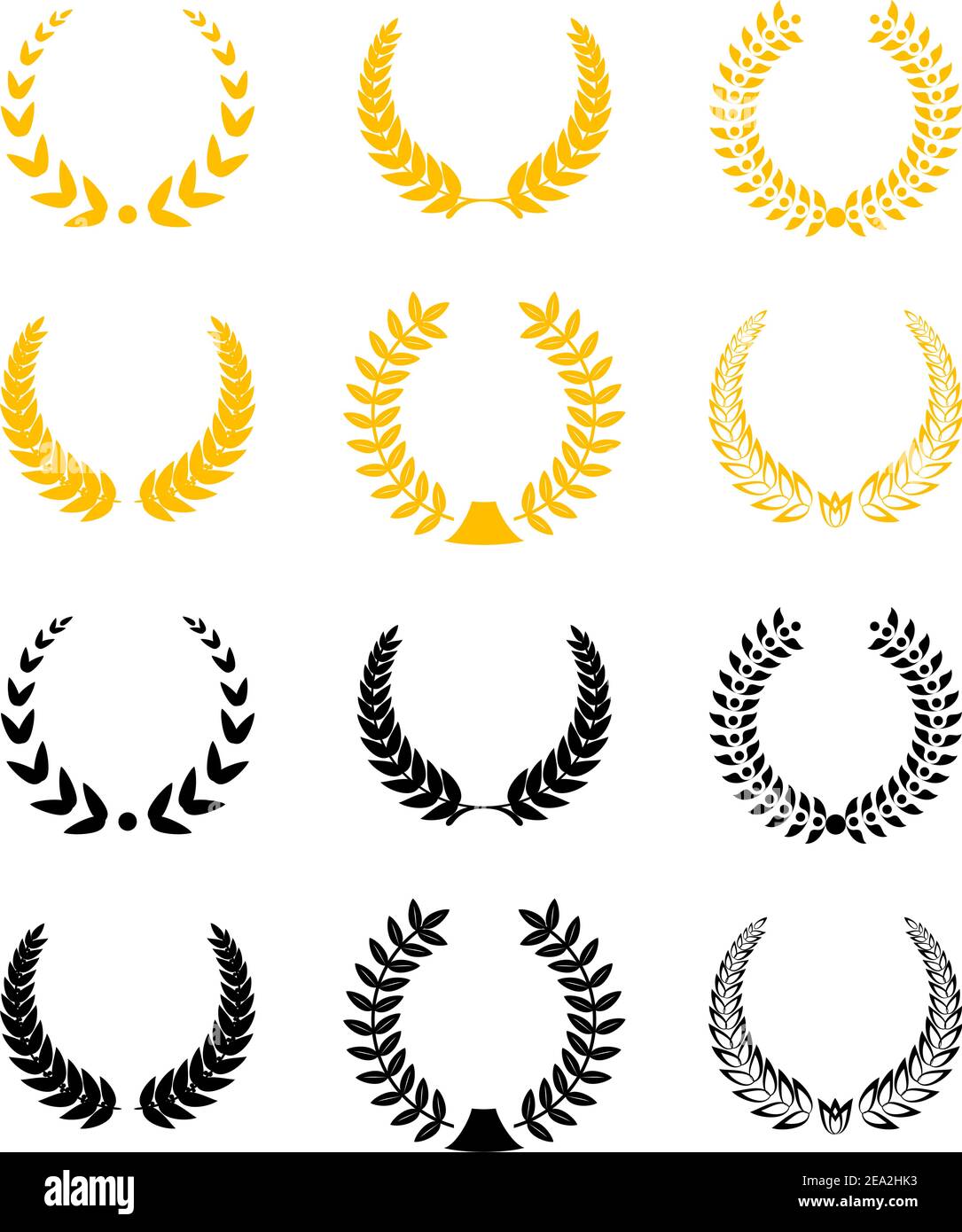 Set of gold and black laurel wreaths Stock Vector Image & Art - Alamy