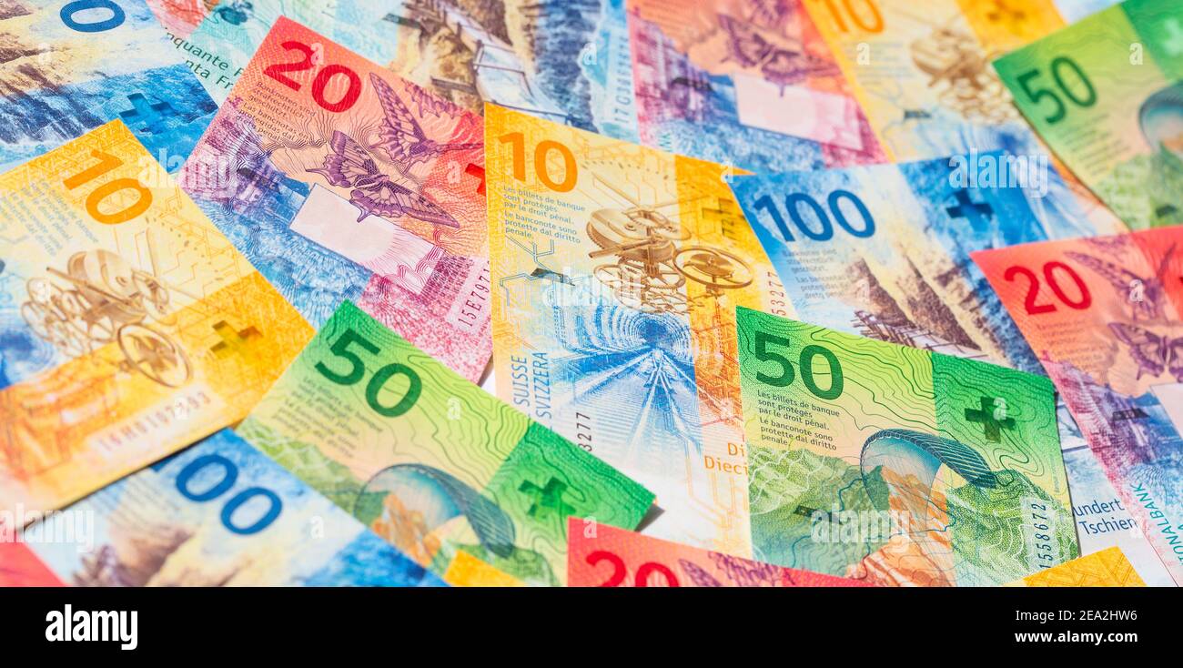 Collection of the new swiss banknotes (issued in 2017 Stock Photo - Alamy