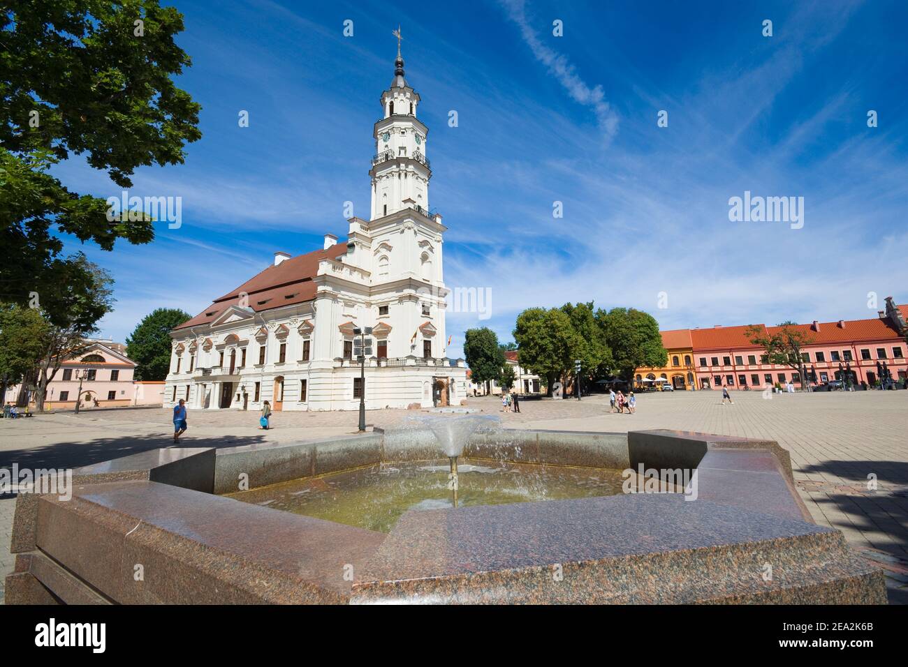 Historical building of Town Hall of Kaunas called 'The white swan', Lithuania Stock Photo