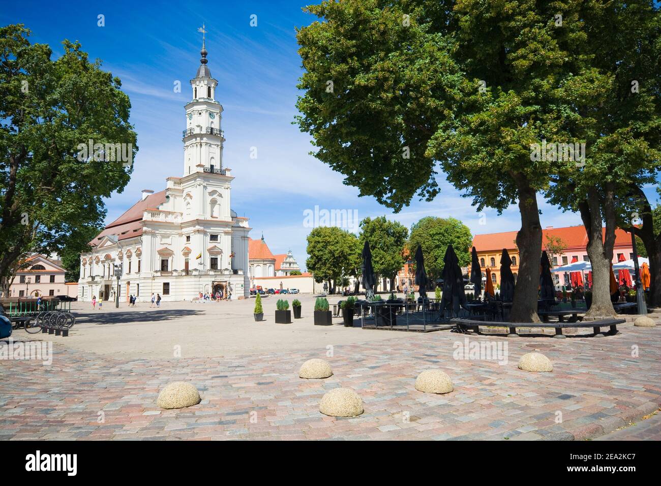 Historical building of Town Hall of Kaunas called 'The white swan', Lithuania Stock Photo