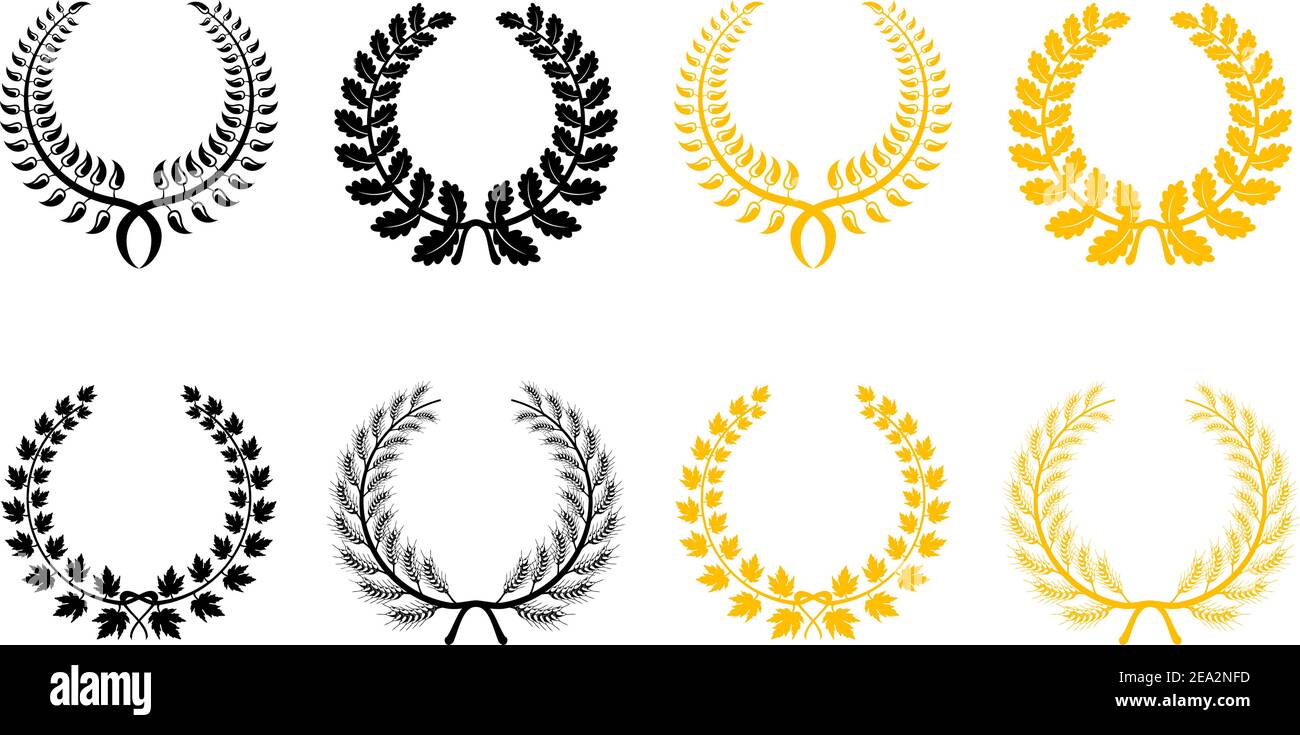 Set of gold and black laurel wreaths Stock Vector Image & Art - Alamy
