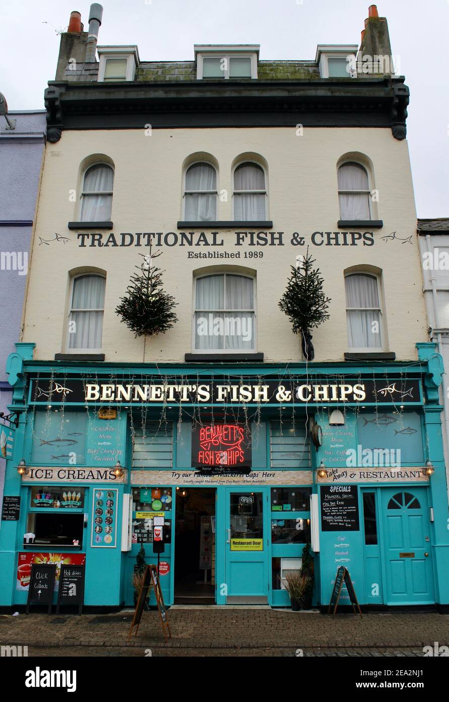 traditional fish and chip shop in Weymouth, Dorset Stock Photo