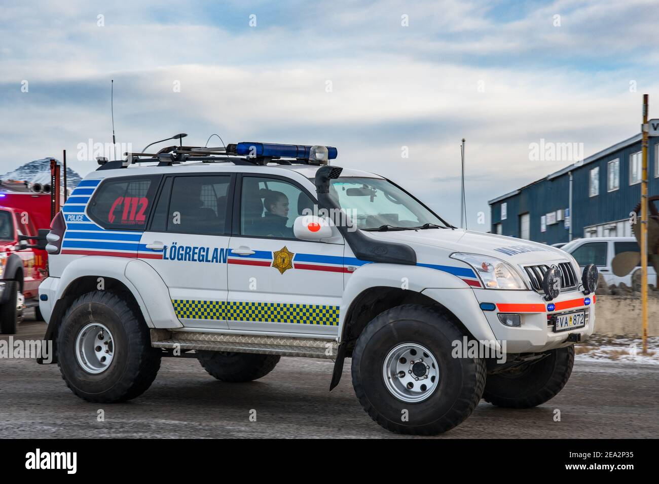 Hornafjordur Iceland - February 11. 2020: Modified 4x4 Toyota Land