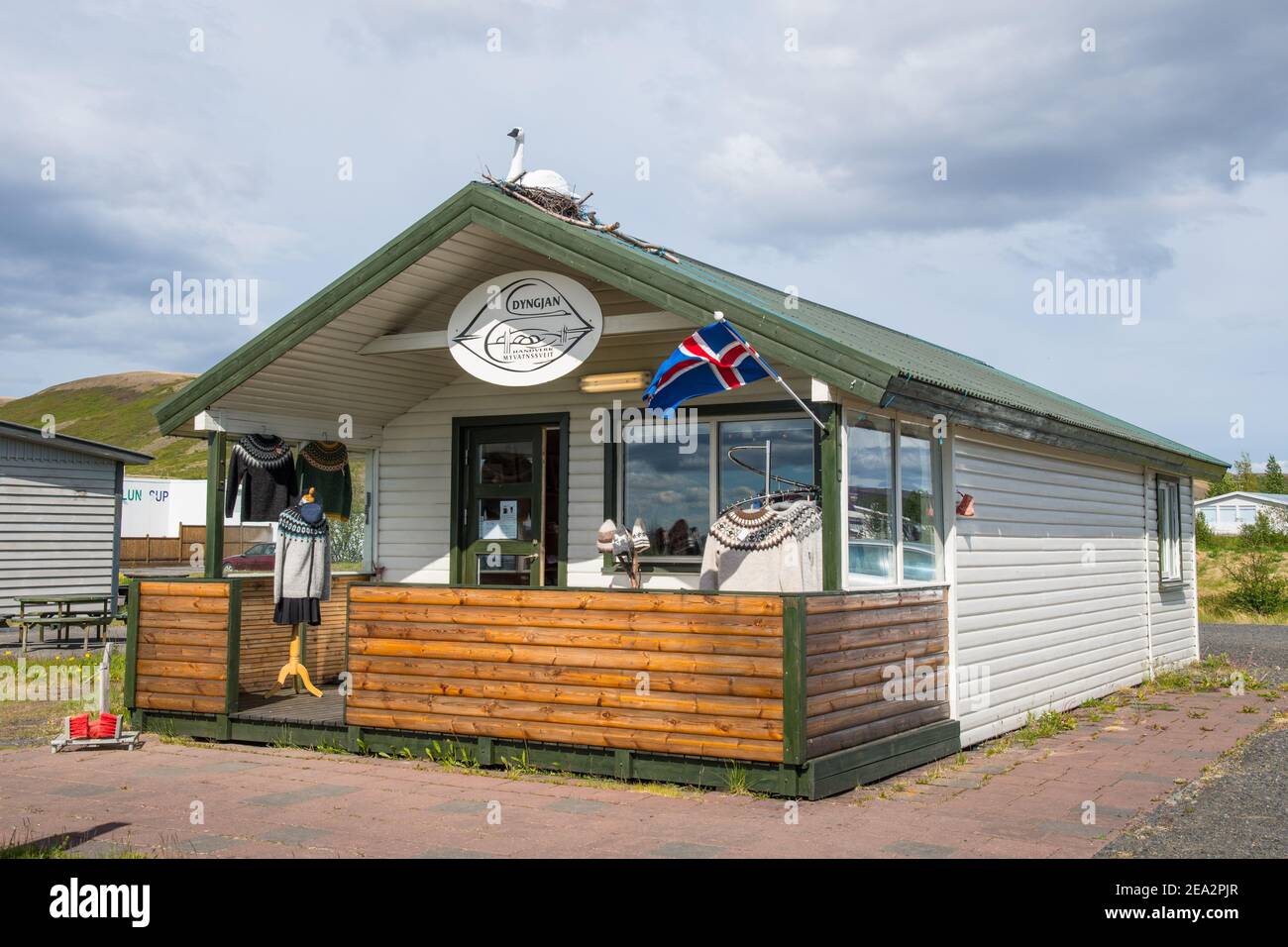 Myvatn Iceland - June 20. 2020: Dyngjan, local handcraft market in Reykjahlid Stock Photo