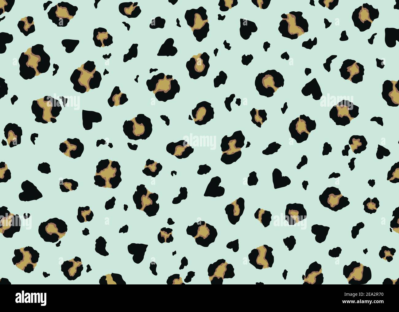 Leopard skin pattern design with abstract heart shapes. Vector illustration background. Wildlife fur skin design illustration. Stock Vector