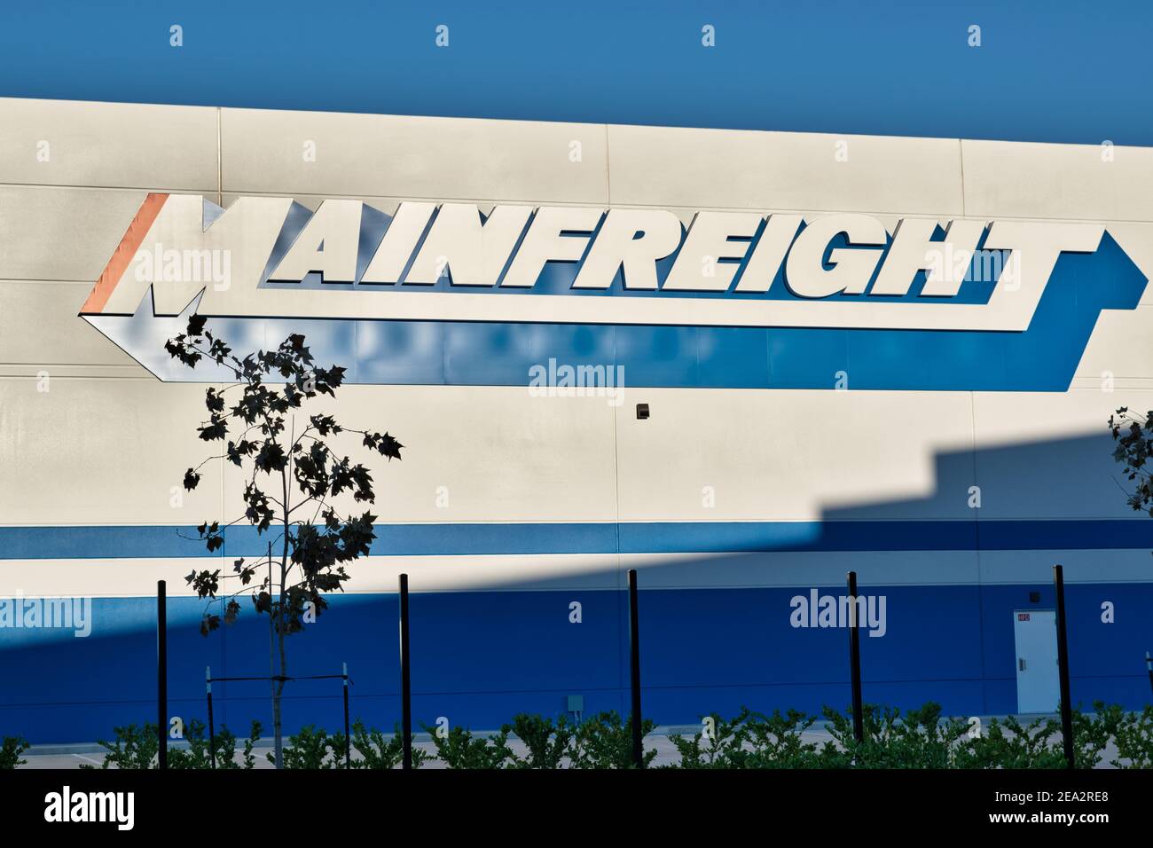 Houston, Texas USA 01-01-2021: Mainfreight building exterior in Houston, TX. Logistics and transportation company founded in Auckland, New Zealand. Stock Photo