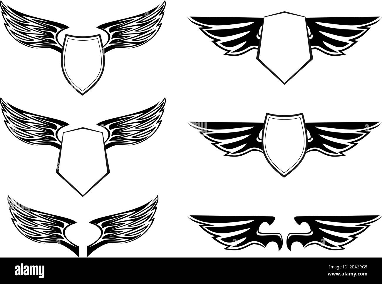 Heraldic wings with shields for design isolated on white Stock Vector ...