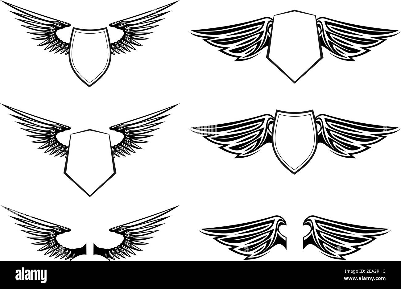 Heraldic wings with shields for design isolated on white Stock Vector ...