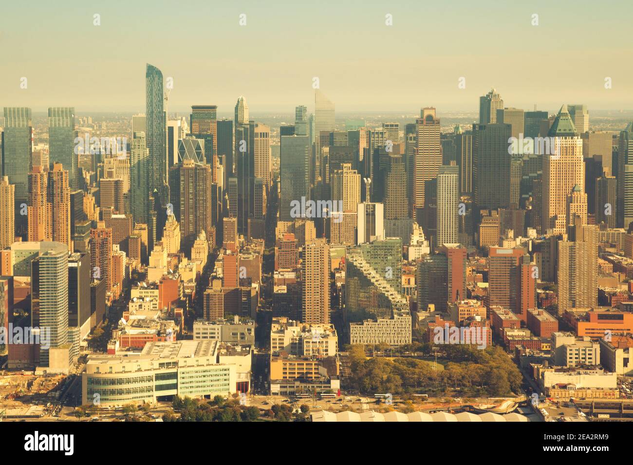 Panorama New York City NYC is at sunset. Aerial view NYC Manhattan USA