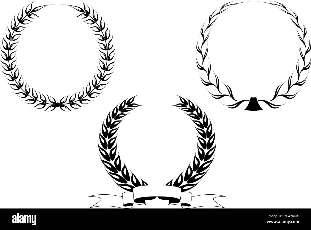 Set of black laurel wreaths isolated on white Stock Vector Image & Art ...