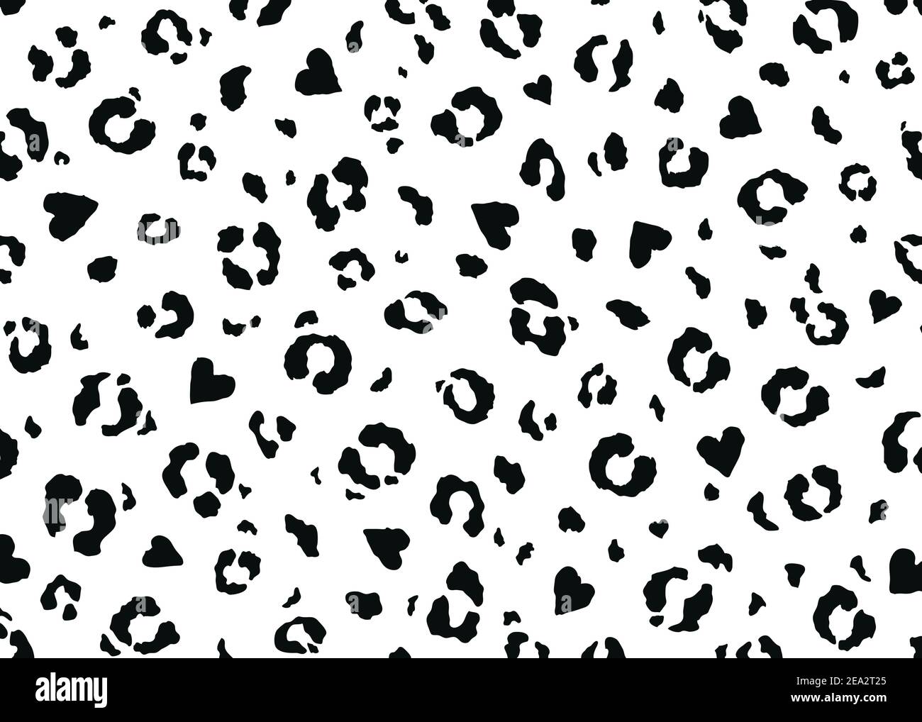 Leopard skin pattern design with abstract heart shapes. Vector illustration background. Wildlife fur skin design illustration. Stock Vector