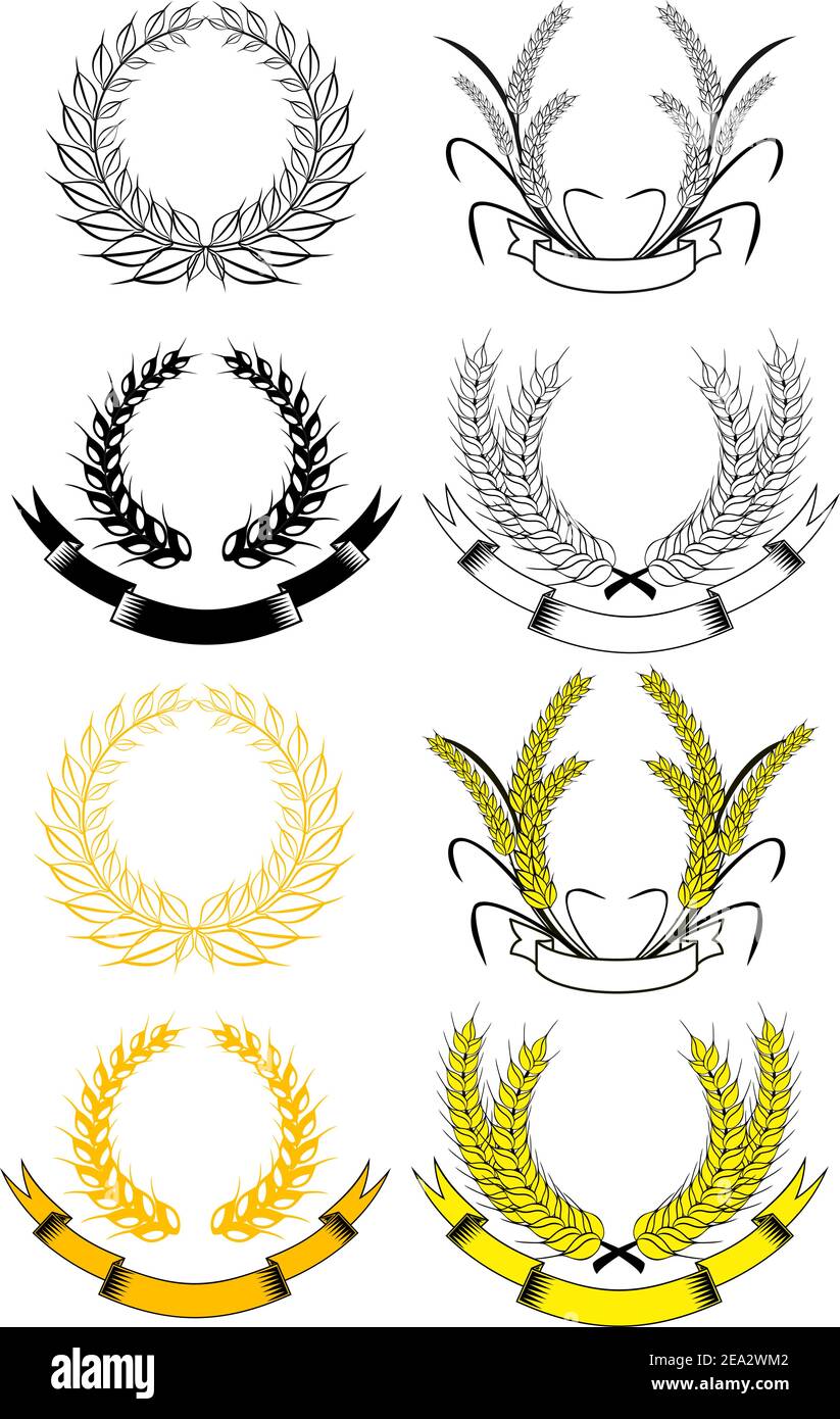 Set of gold and black laurel wreaths Stock Vector Image & Art - Alamy